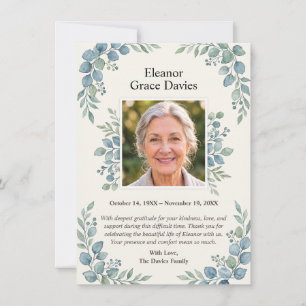 Sympathy Thank You Card Photo Watercolor Leaves