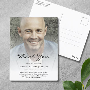 Sympathy Thank You Custom Funeral Photo Postcard