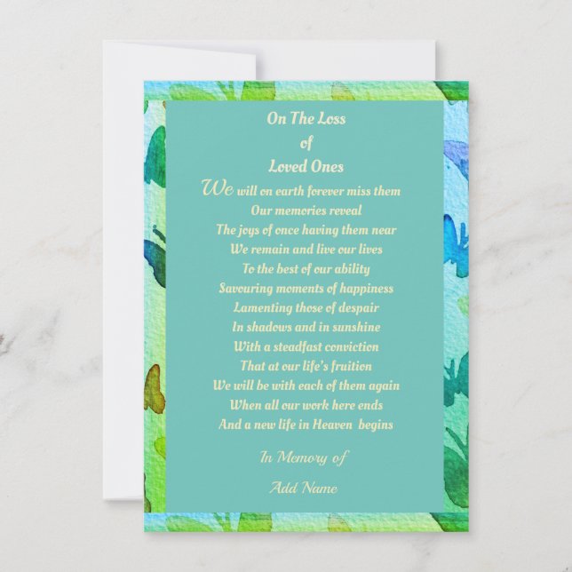 Sympathy thank you digital under 2 dollars poem announcement (Front)