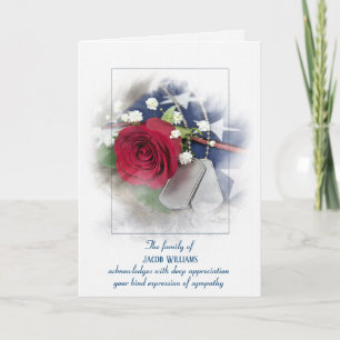 Sympathy Thank You Dog Tags and Rose Card