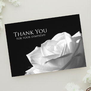 Sympathy Thank You Flat Card - White Rose