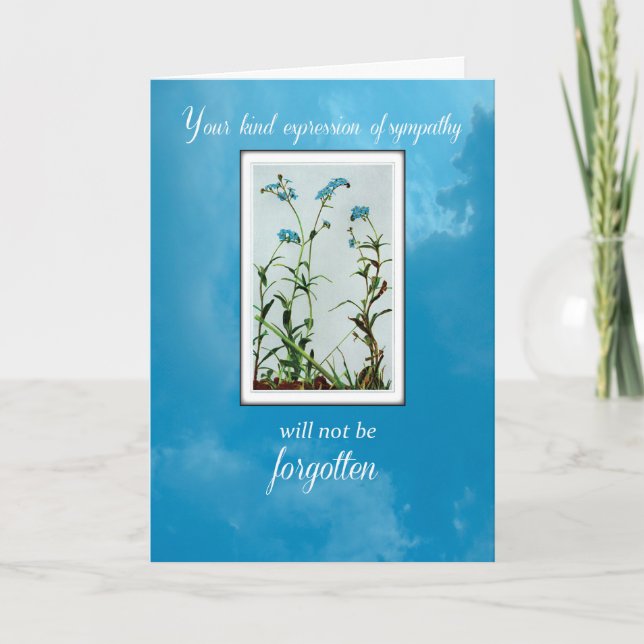 Sympathy Thank You Forget-Me-Not Flower Blue Card (Front)