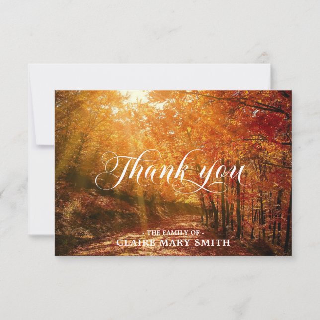 Sympathy THANK YOU Funeral Forest Fall PHOTO (Front)