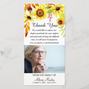 Sympathy Thank You Memorial Floral Sunflowers