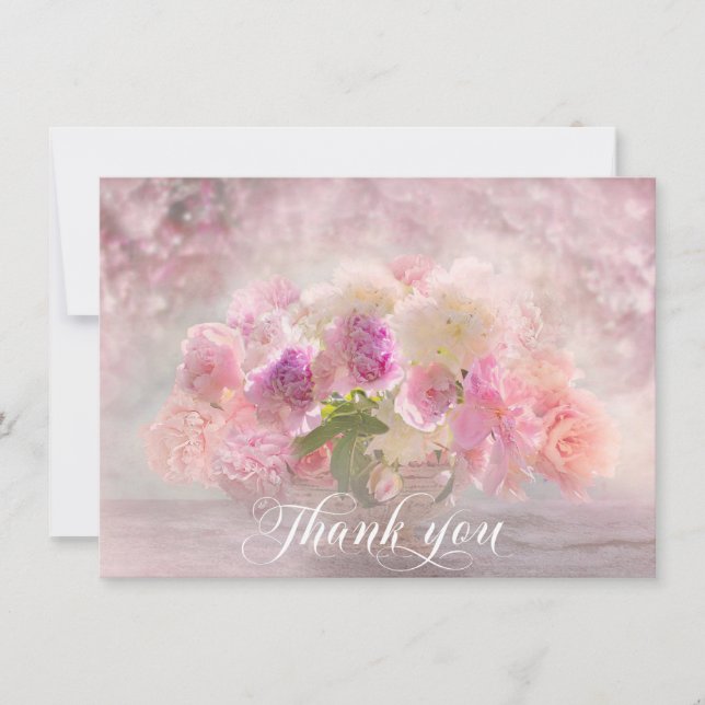Sympathy THANK YOU Memorial Peony Flower Vase (Front)