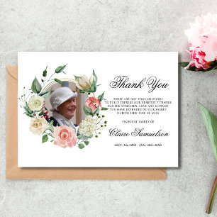 Sympathy Thank You Memorial Watercolor Floral Card