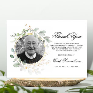 Sympathy Thank You Memorial Watercolor Greenery Card
