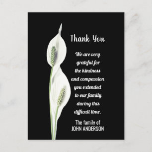 Sympathy Thank You Memorial White Lily Flower Postcard