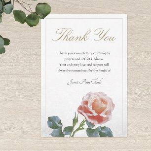 Sympathy Thank You Note Card with Rose Motif