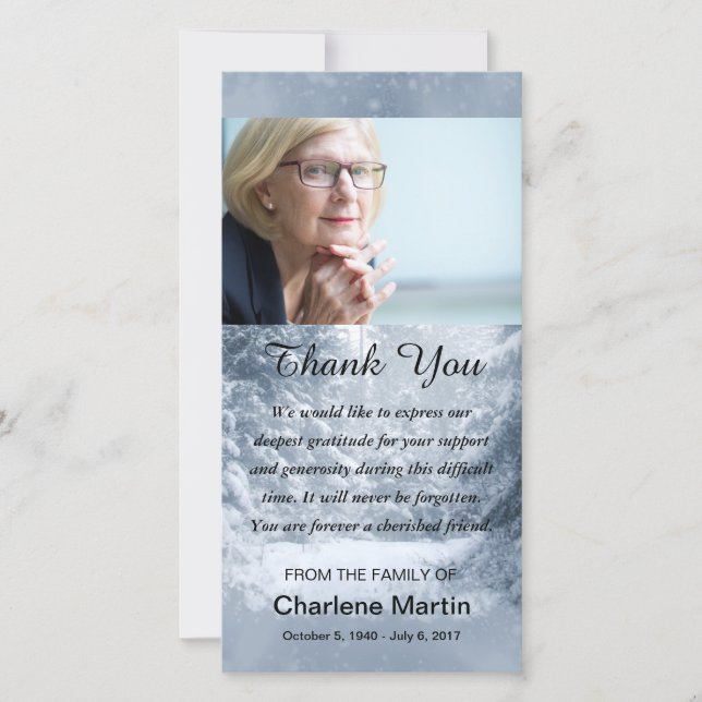 Sympathy Thank You Photo Memorial Winter Scene (Front)
