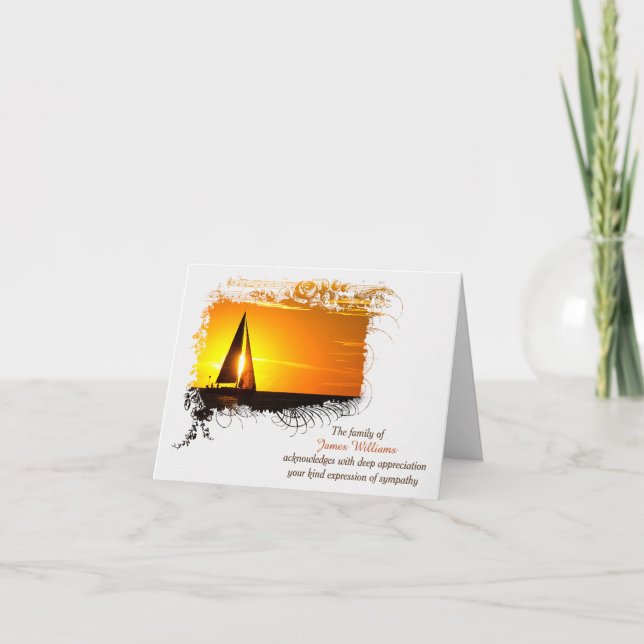 Sympathy Thank You Sunset Sailboat Card (Front)