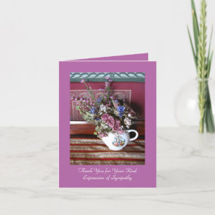 Sympathy Thank You Vintage Flower Teapot Note Card