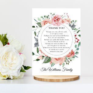 Sympathy Thank You Watercolor Floral Poem PHOTO Card