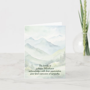 Sympathy Thank You Watercolor Mountain Scene Card