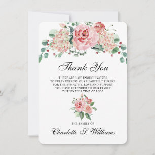 Sympathy Thank You Watercolor Pink Loving Memory Card