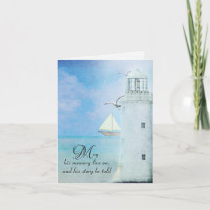 Sympathy Thank You White Watercolor Lighthouse Card