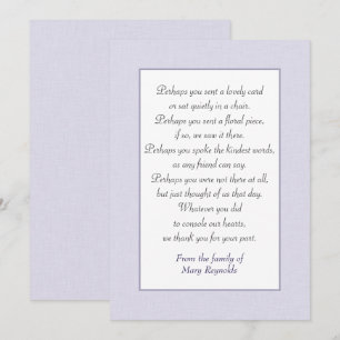 Sympathy Thank You With Lavender Border Card