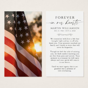 Sympathy USA Flag Cross Funeral Prayer Card