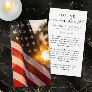 Sympathy USA Flag Cross Funeral Prayer Card