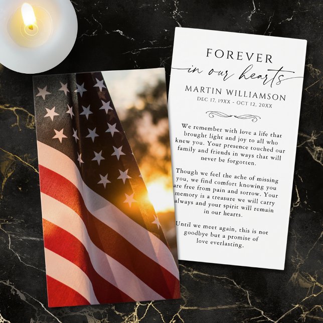 Sympathy USA Flag Cross Funeral Prayer Card (Creator Uploaded)