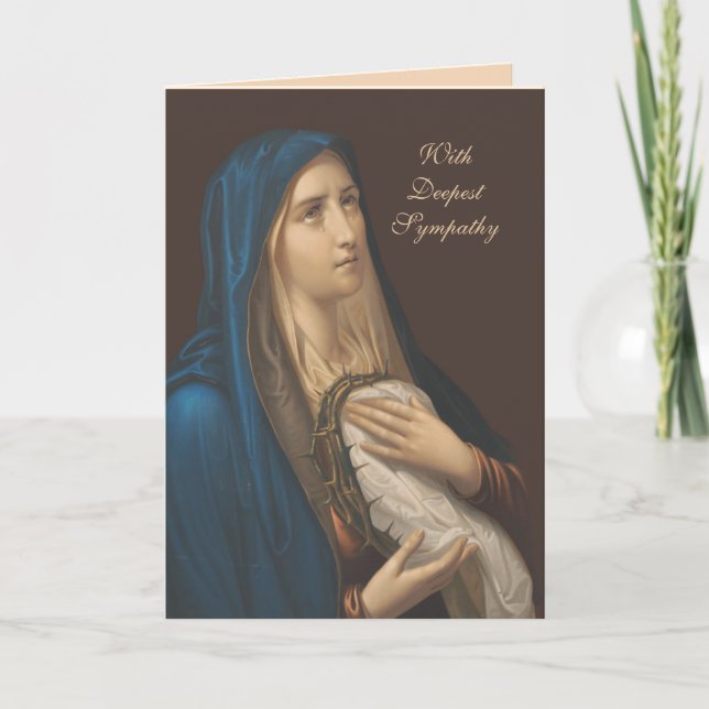 Sympathy Virgin Mary Catholic Mass Offering Card (Front)