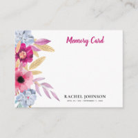Sympathy Watercolor Flowers Memory  Enclosure Card
