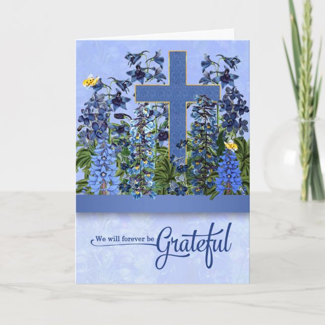 Sympathy WE Will Forever Grateful Cross Thank You Card (Front)
