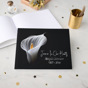 Sympathy White Calla Lily Memorial Service Guest Book