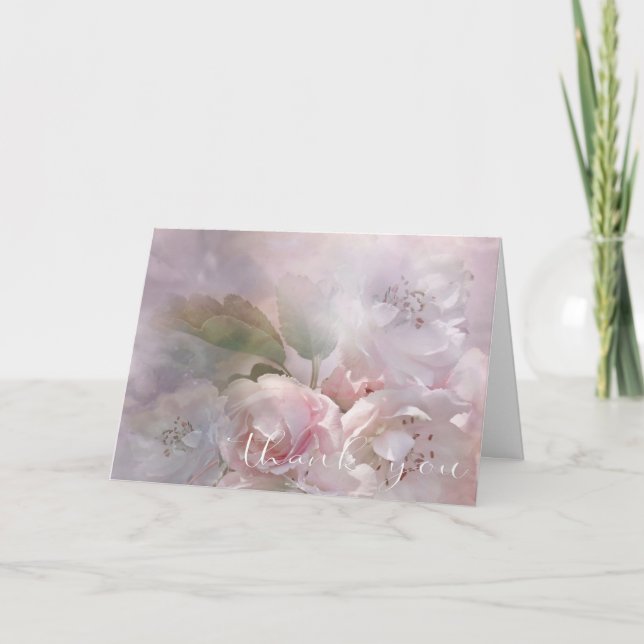 Sympathy White Pink Blossoms THANK YOU | PHOTO Card (Front)