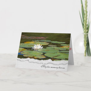 sympathy-white water lily with lily pads card