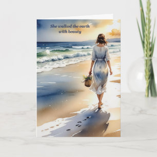 Sympathy Woman Walking the Beach Card