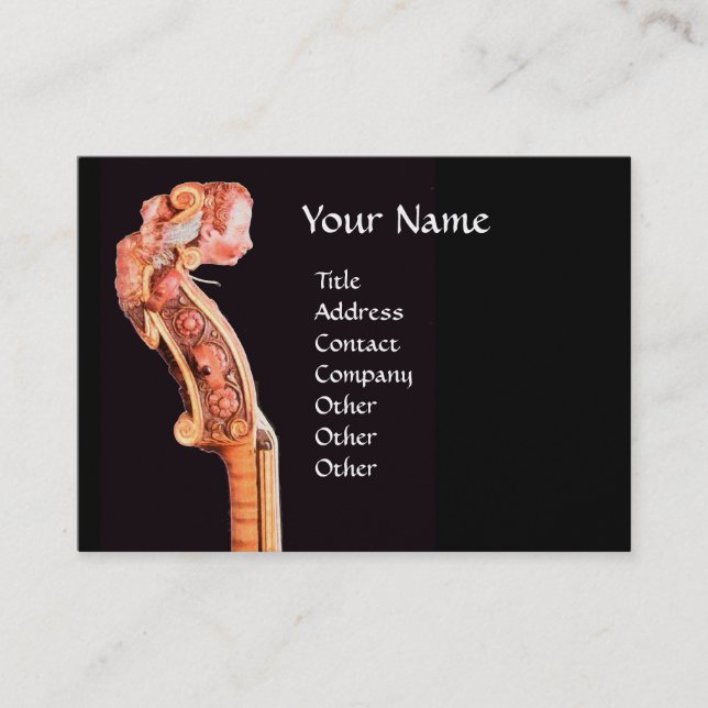 SYMPHONIA ,CLASSIC MUSIC ANTIQUE VIOLIN SCROLL BUSINESS CARD (Front)