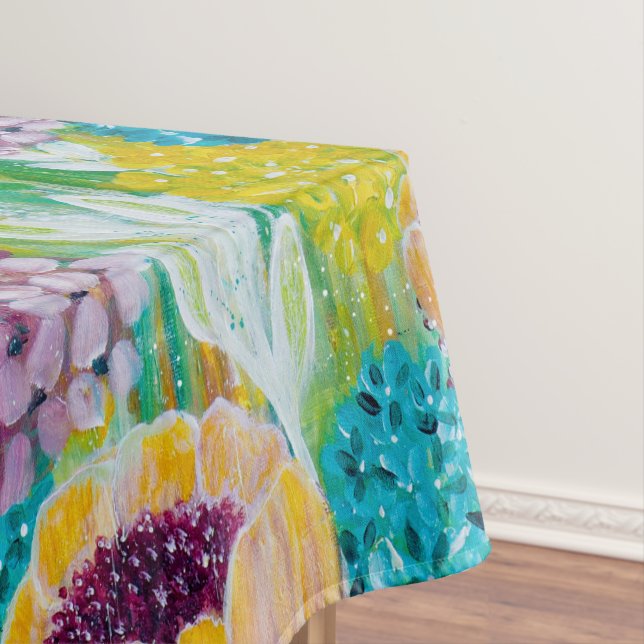 Symphony Hydrangea Poppy Floral Tablecloth (In Situ)