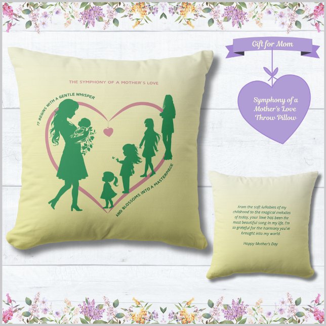 Symphony of a Mother's Love Throw Pillow (Symphony of a Mother's Love Throw Pillow - Mother's Day Gift)
