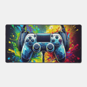 Symphony of Pixels & Sound: Vibrant Gaming Art Desk Mat