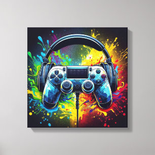 Symphony of Pixels & Sound Vibrant Gaming Canvas Print