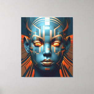Symphony of Shapes: Abstract Woman's Face Canvas Print