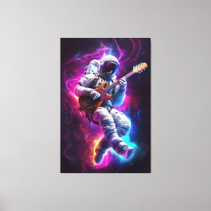 Symphony of the Void Neon Cyberpunk Astronaut Canvas Print