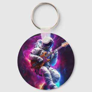 Symphony of the Void Neon Cyberpunk Astronaut Keychain