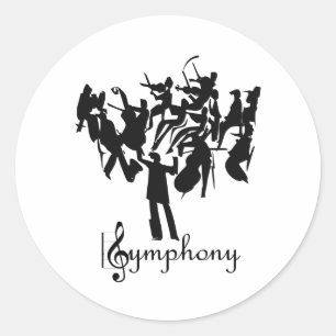 SYMPHONY orchestra  in a stylized design Classic Round Sticker
