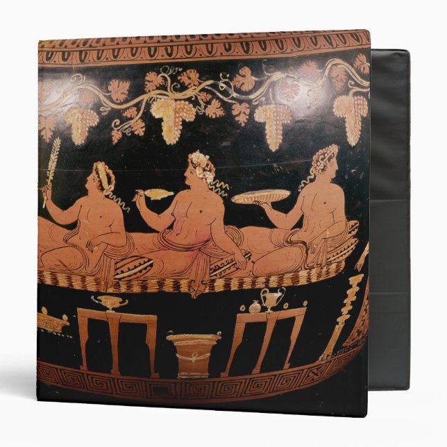 Symposium showing three men playing cottabos binder (Front/Inside)