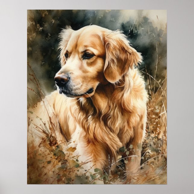 Symte Golden Retriever Dog Art Imprimer Poster (Devant)