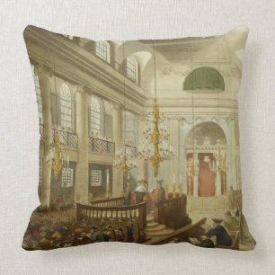 Synagogue, Dukes Place, Houndsditch, from Ackerman Throw Pillow
