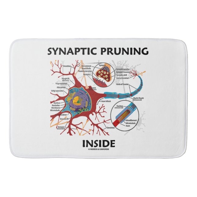 Synaptic Pruning Inside Neuron Synapse Neurology Bath Mat (Front)