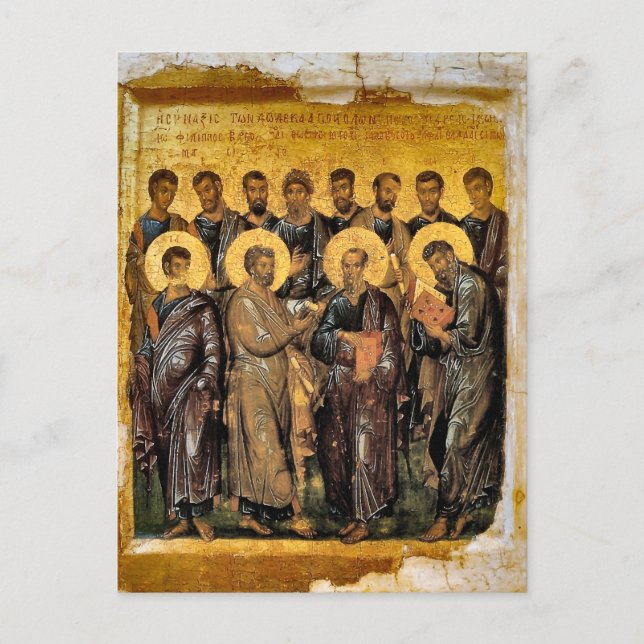 Synaxis of the Twelve Apostles Byzantine Icon Postcard (Front)