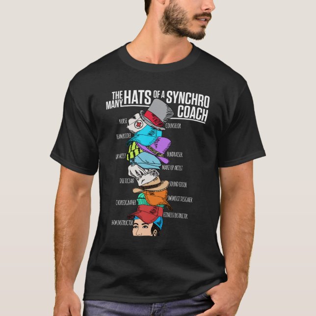 Synchro Coach Appreciation Many Hats T-Shirt (Front)