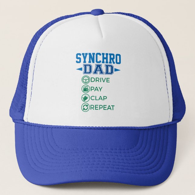 Synchro Dad Drive Pay Clap Synchronized Skating Trucker Hat (Front)
