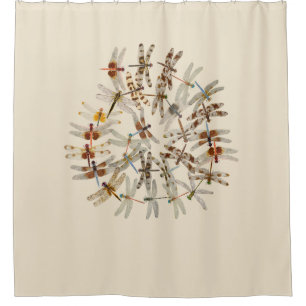 Synchronized Dragonflies Shower Curtain