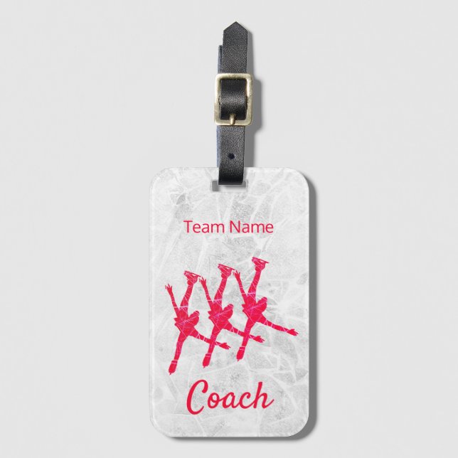 Synchronized skating coach luggage tag - Red (Front Vertical)
