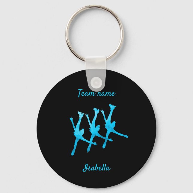 Synchronized skating keychain line turquoise blue (Front)